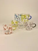 شات پیرکس گلدار دسته رنگی