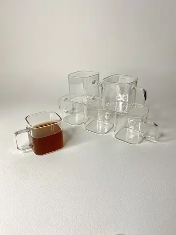 شات قهوه مربعی ساده پیرکس