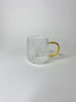 لیوان پیرکس گندمی دسته طلایی