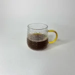 لیوان پیرکس گندمی دسته طلایی