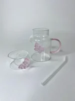 لیوان اسموتی پیرکس دسته دار پروانه ای