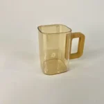 لیوان پیرکس دسته چوبی مربع شامپاینی