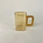 لیوان پیرکس دسته چوبی مربع شامپاینی