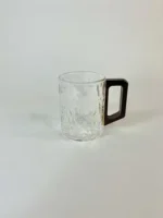 لیوان پیرکس دسته چوبی گرد شفاف برفی