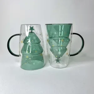 لیوان دوجداره طرح درخت کریسمس