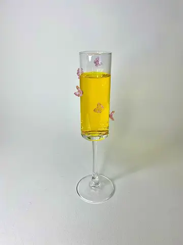 جام پیرکس پایه بلند پروانه صورتی جام پیرکس پایه بلند پروانه صورتی