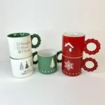 ماگ سرامیکی کریسمسی دسته مرواریدی