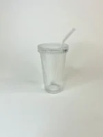 لیوان اسموتی شیاردار درب شیشه ای 350 میل