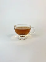 استکان بلور دسته مرواردیدی لبه طلایی