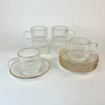 استکان بلور استندی لبه طلایی شیاردار