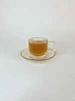استکان بلور استندی لبه طلایی شیاردار