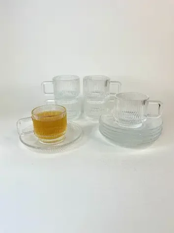 استکان بلور استندی لبه ساده شیاردار