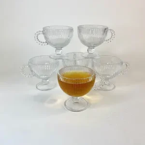 استکان بلور پایه دار لبه ساده شیاردار