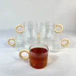 شات پیرکس شیاردار دسته گرد چوبی روشن