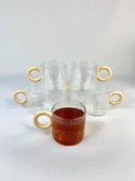 شات پیرکس شیاردار دسته گرد چوبی روشن