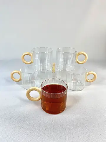 شات پیرکس شیاردار دسته گرد چوبی روشن شات پیرکس شیاردار دسته گرد چوبی روشن