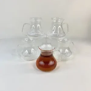لیوان پیرکس دسته دار کمر باریک شیاردار