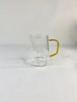لیوان پیرکس مخروطی دفرمه دسته طلایی