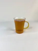 لیوان پیرکس لبه پهن شیاردار دسته طلایی