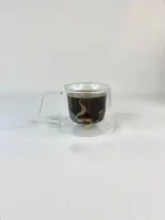 لیوان دوجداره پایین پهن طرح کافی