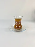 استکان کمر باریک گلدار سفید بنفش
