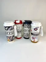 تراول ماگ گلدار طرح COFFEE حجم 520 میلی لیتر