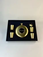 ست قمقمه جیبی 4 شات گرد استیل طلایی طرح Hennessy