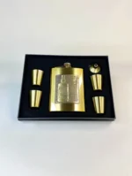 ست قمقمه جیبی 4 شات استیل طلایی طرح JACK DANIEL'S