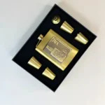 ست قمقمه جیبی 4 شات استیل طلایی طرح JACK DANIEL'S