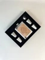 ست قمقمه جیبی 4 شات استیل چوب طرح پیک