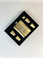 ست قمقمه جیبی 4 شات استیل طلایی طرح VERSACE