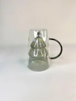 لیوان دوجداره طرح درخت کریسمس خاکستری