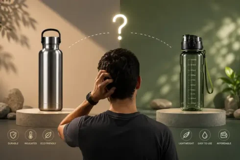 قمقمه استیل یا پلاستیکی